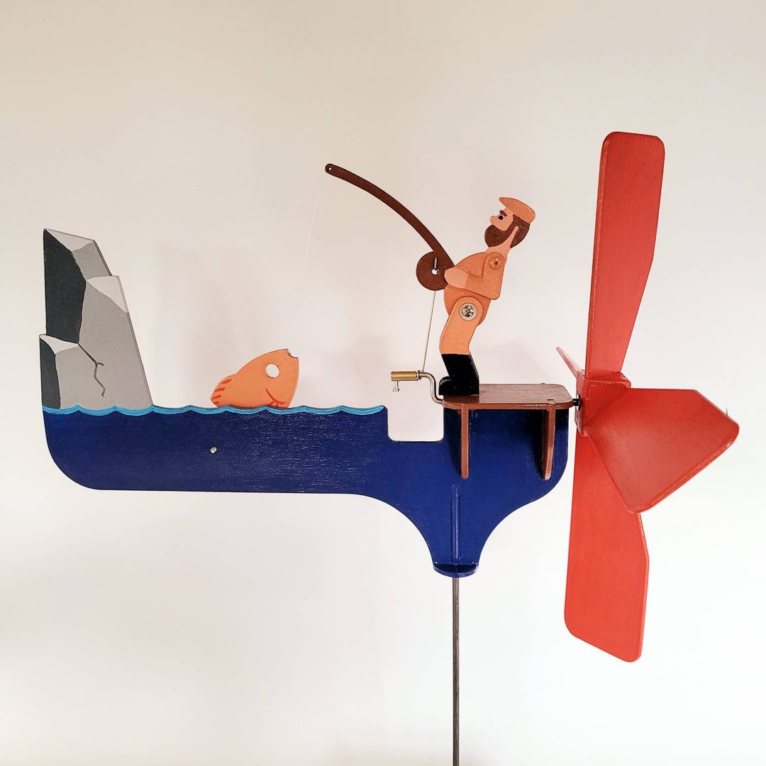 ๐ฃ Fisherman Wind Spinner Garden Decor
