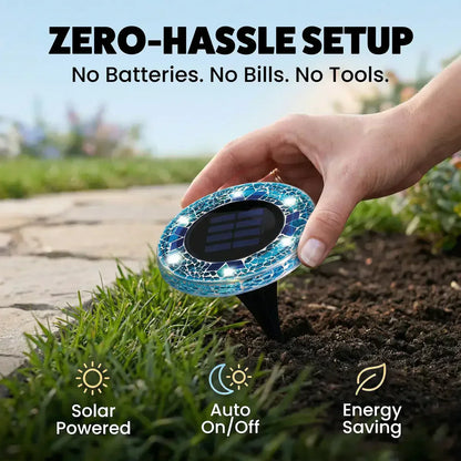 🛋️太阳能马赛克灯 – 带自动开关的防水LED路径灯