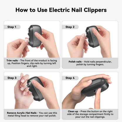 3-in-1 Electric Nail Clipper & Polisher – Automatic Nail Trimmer with LED Light, Safe Nail Grinder for Adults & Kids