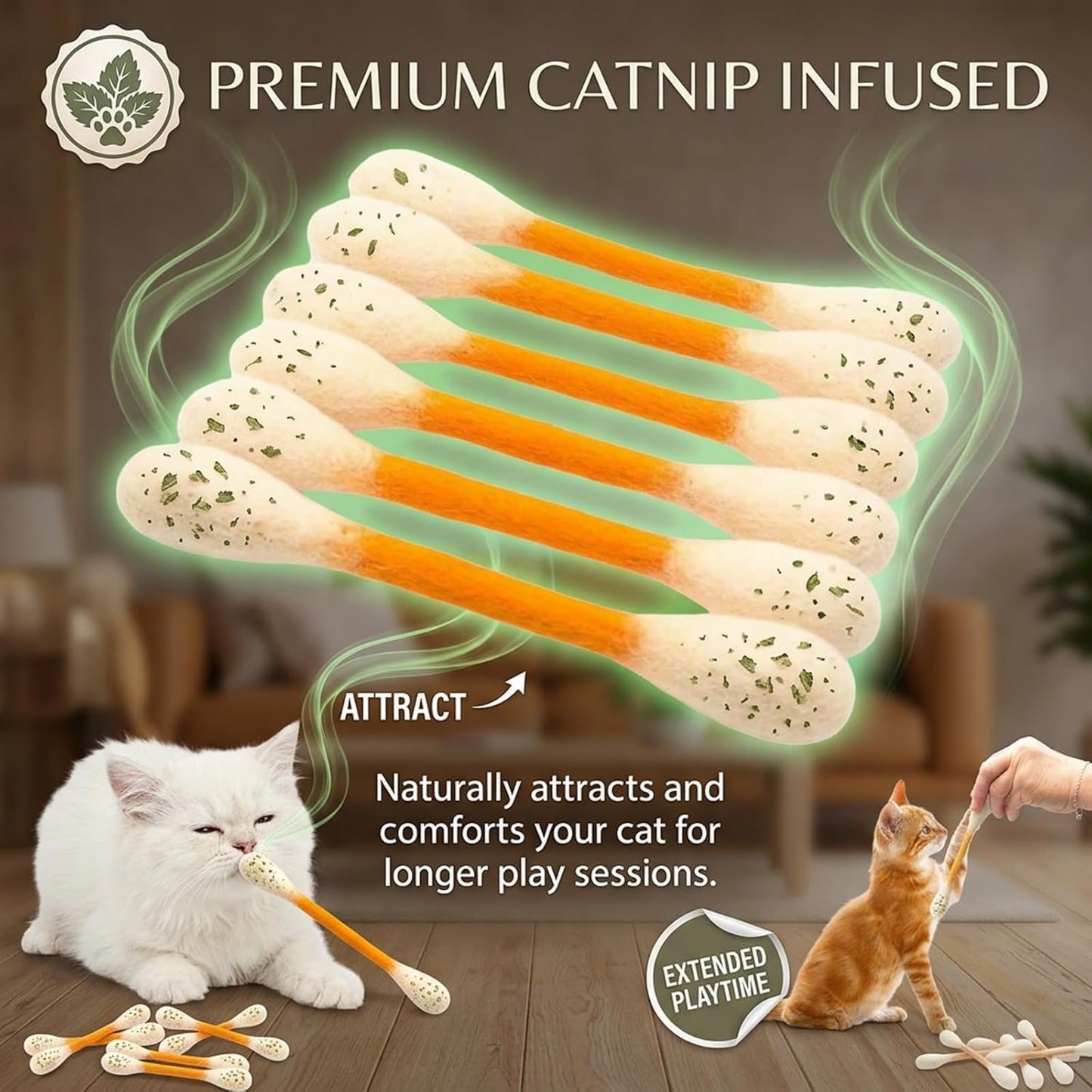 ❤️为快乐、健康、活跃的室内猫咪🐱猫薄荷棉签猫玩具