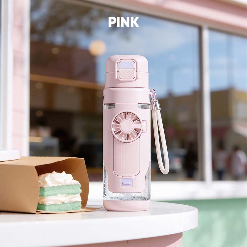 便携式二合一水壶带迷你风扇——随时随地保持凉爽和补充水分