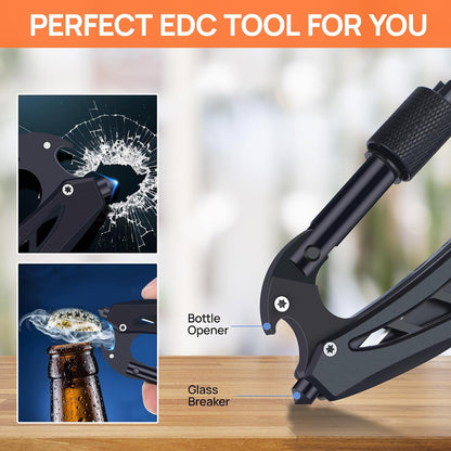 多功能一体式登山扣工具 – 带刀和螺丝刀的紧凑型EDC钥匙扣