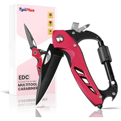 多功能一体式登山扣工具 – 带刀和螺丝刀的紧凑型EDC钥匙扣