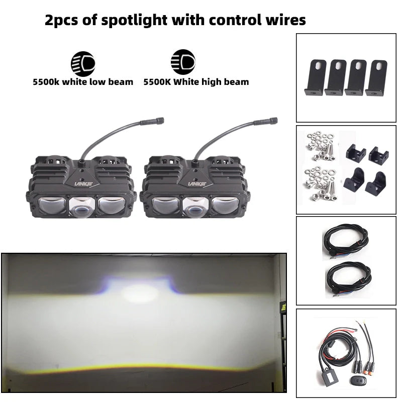 TyiiPlus 75W LED 行车灯 – 超亮 5500K 防水汽车射灯