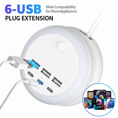 终极七合一伸缩式USB充电站，带八色情调照明
