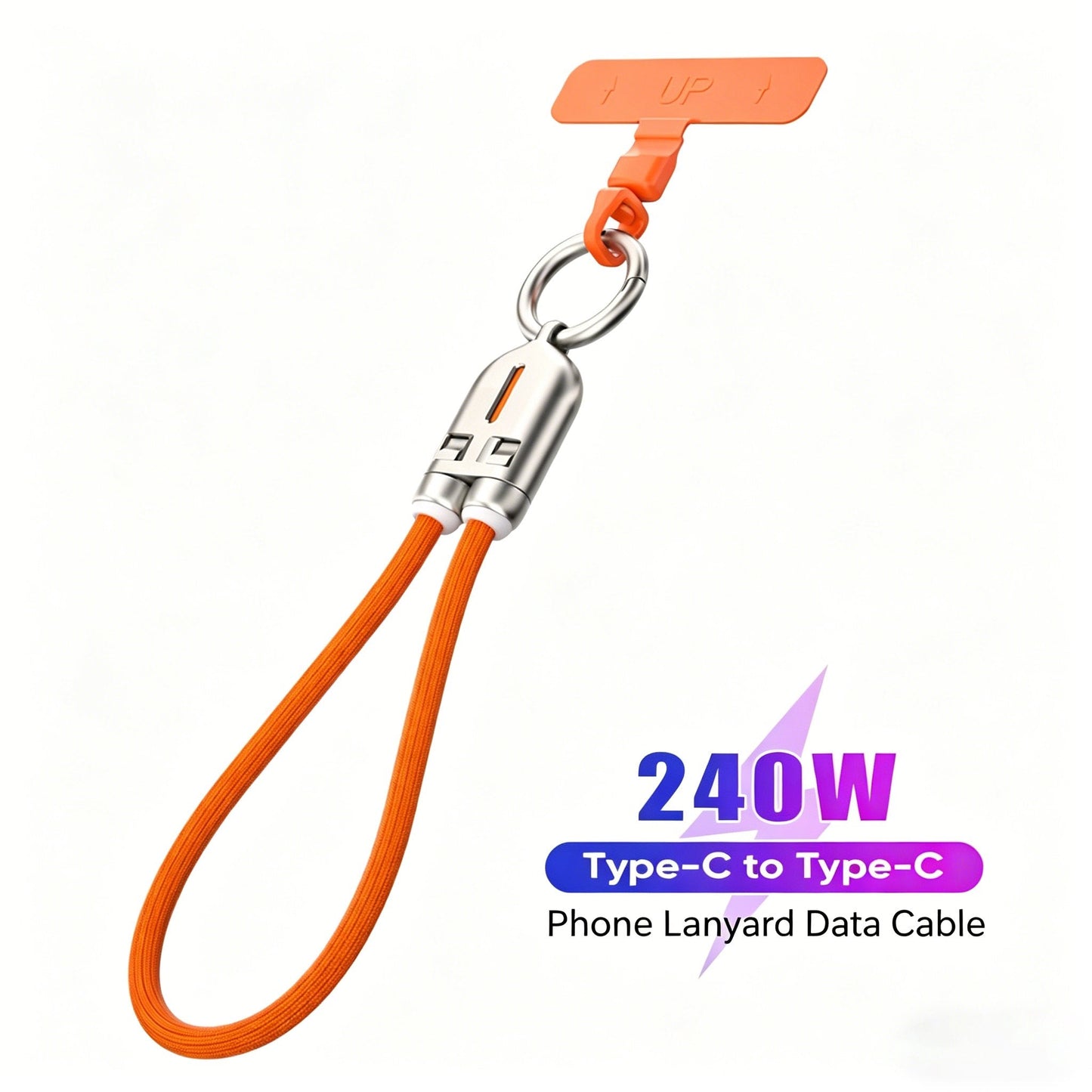 240W USB-C 挂绳充电线 – 二合一手机挂绳和快充线