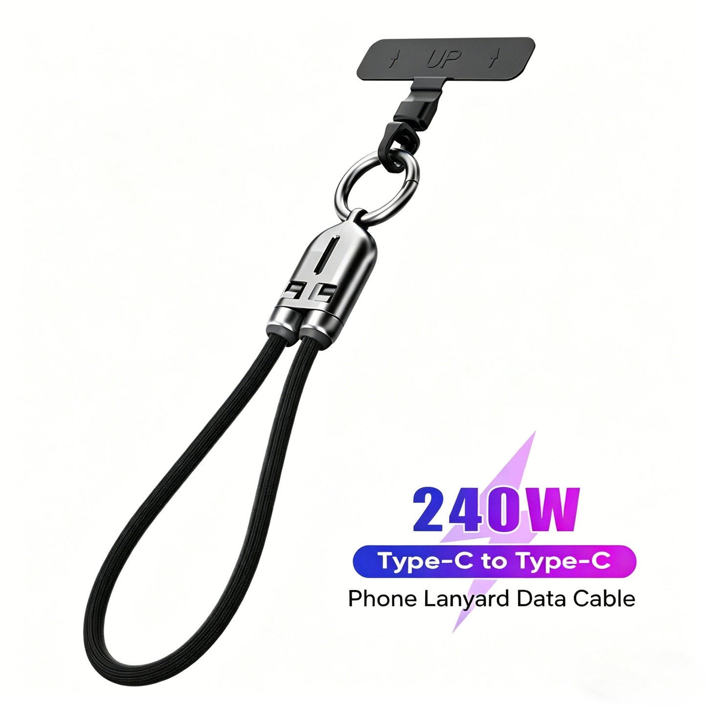 240W USB-C 挂绳充电线 – 二合一手机挂绳和快充线