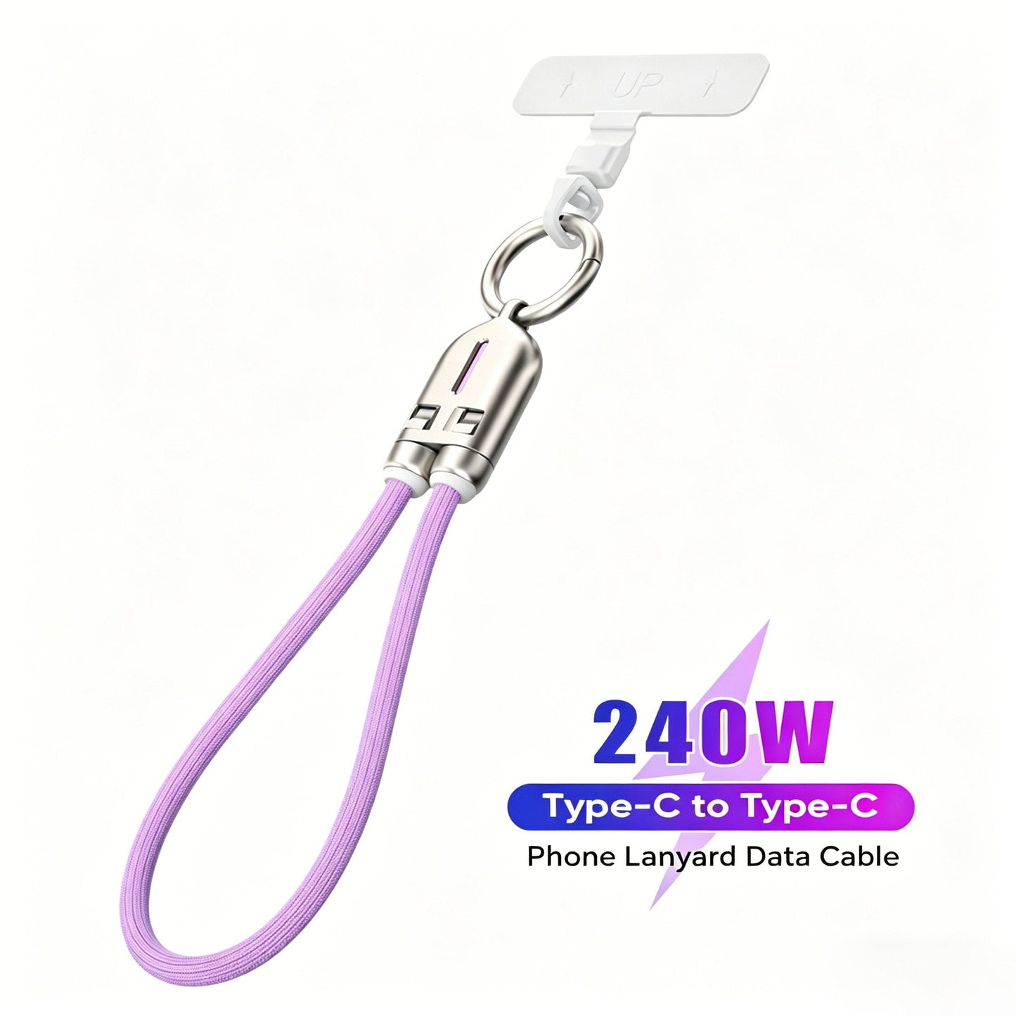 240W USB-C 挂绳充电线 – 二合一手机挂绳和快充线
