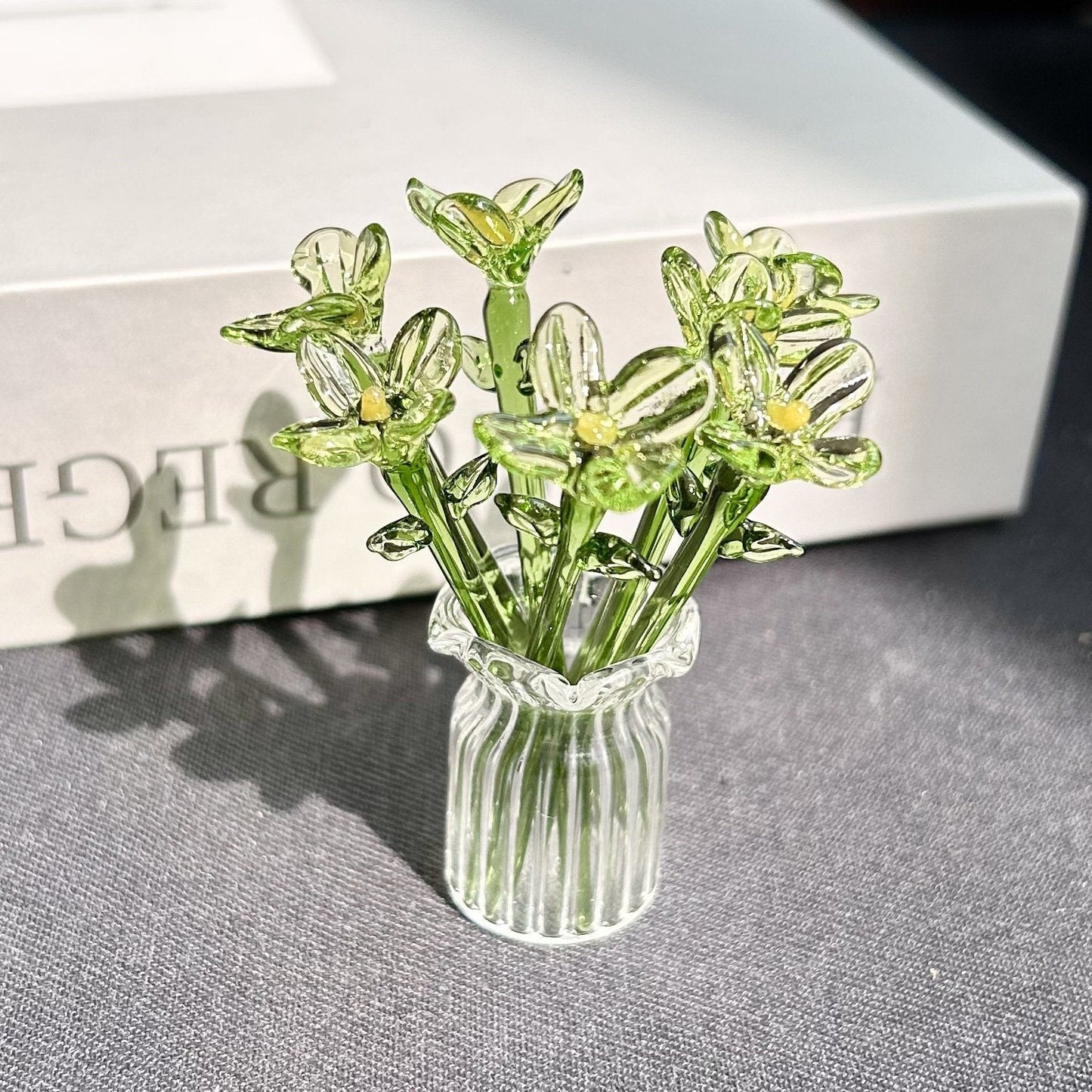 迷你玻璃花卉摆件工艺品人造花花卉雕塑