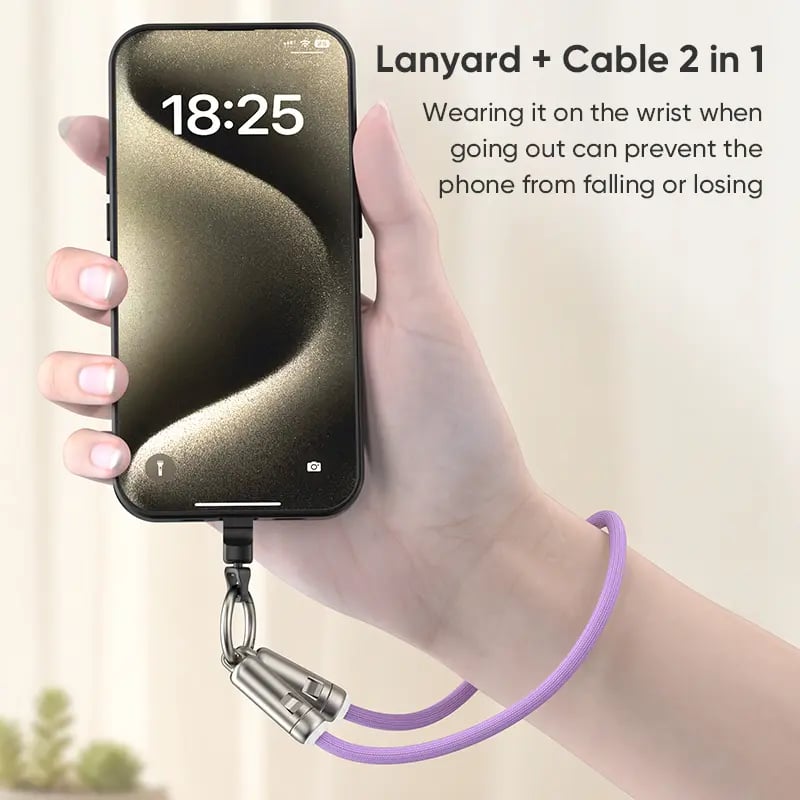 240W USB-C 挂绳充电线 – 二合一手机挂绳和快充线