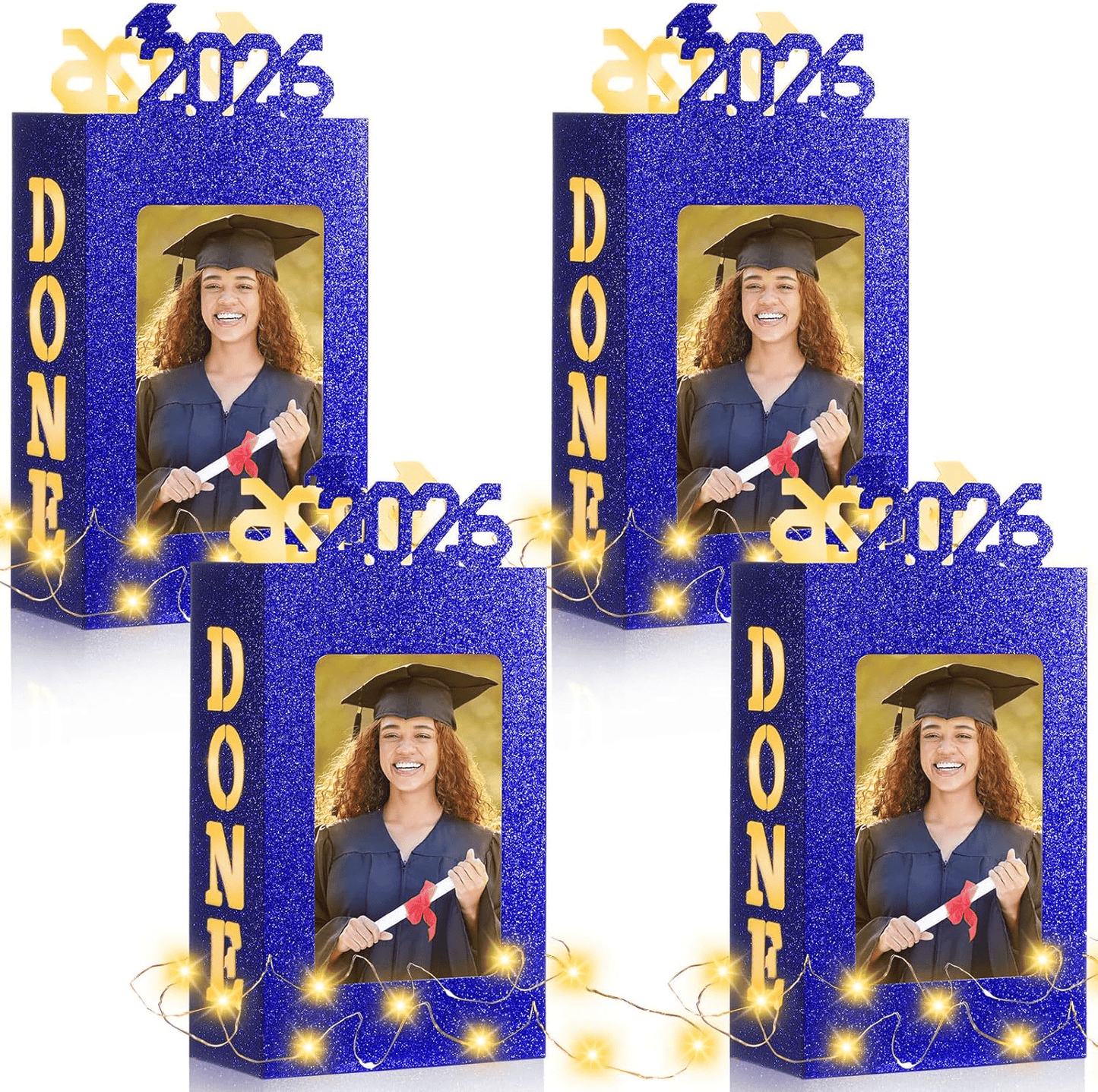 🎓2026 毕业典礼中心摆件 4 件套 适用于 2026 届毕业生 - 适用于 4x6 英寸照片 | 可填充相框盒