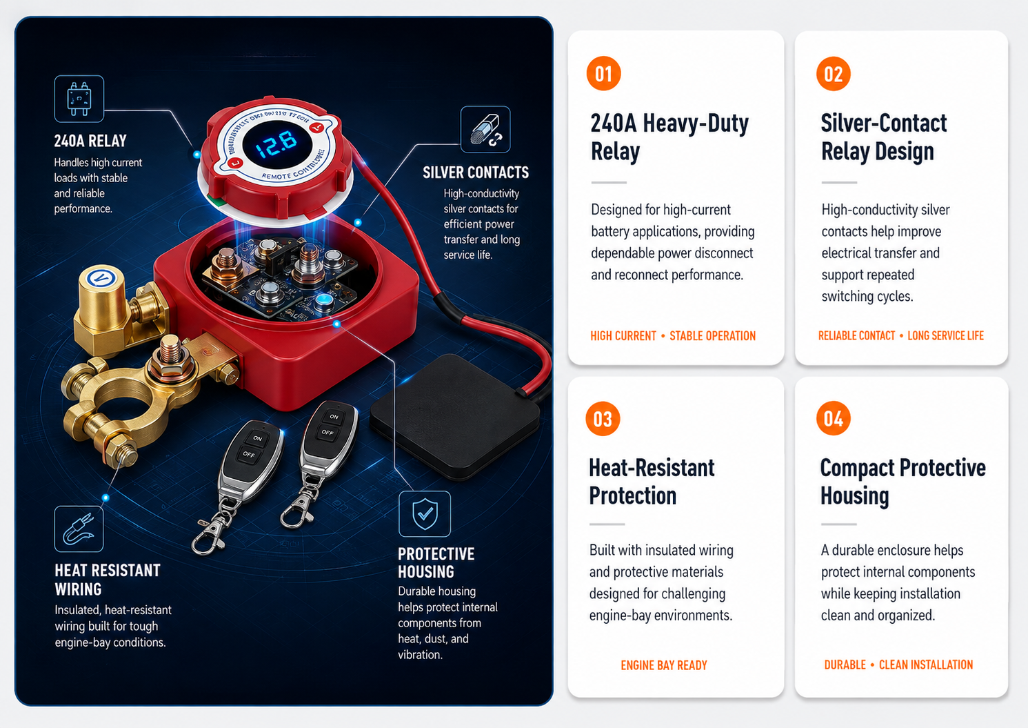 Vertex™ 12V Smart Remote Battery Disconnect Switch Kit