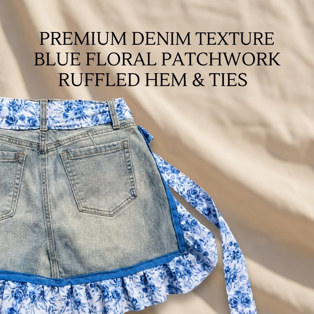 👖 牛仔荷叶边围裙 – 复古牛仔裤升级改造，花边蕾丝饰边 – 园艺厨房环保好礼 🧑‍🌾♻️