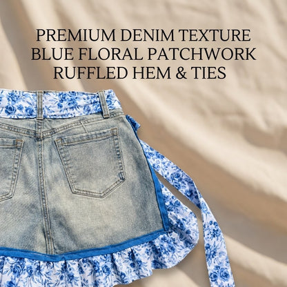👖 牛仔荷叶边围裙 – 复古牛仔裤升级改造，花边蕾丝饰边 – 园艺厨房环保好礼 🧑‍🌾♻️