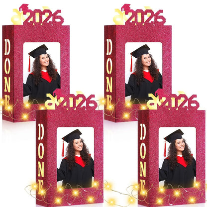 🎓2026 毕业典礼中心摆件 4 件套 适用于 2026 届毕业生 - 适用于 4x6 英寸照片 | 可填充相框盒