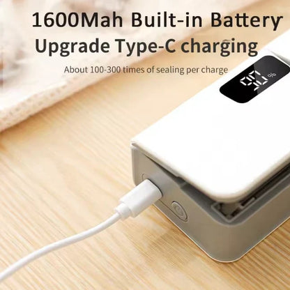 🔒Mini Sealer Machine – Rechargeable Portable Sealing and Cutting Tool with LED Battery Display