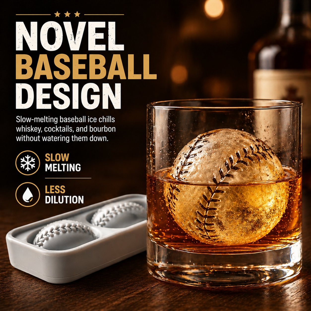 棒球冰模 – 适用于威士忌、鸡尾酒等的慢融硅胶球形冰格 ⚾🧊