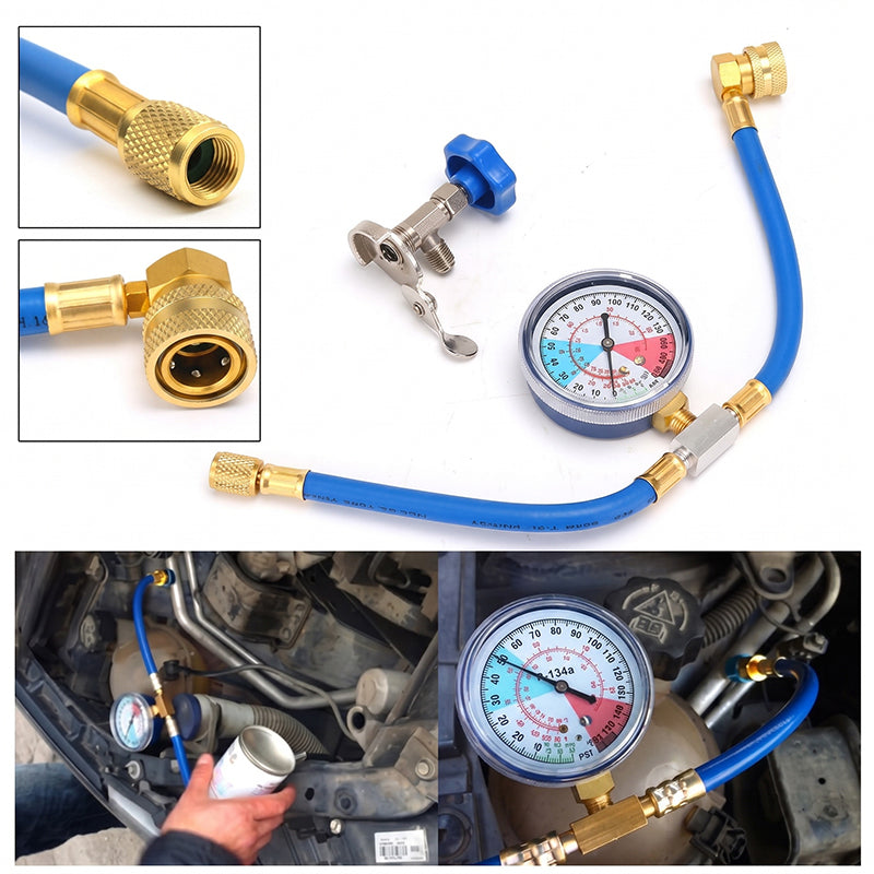 🔧R134a空调制冷剂加注软管带压力表 – 防漏、易读且兼容汽车、卡车或家用空调 – 安全DIY加注 🚗